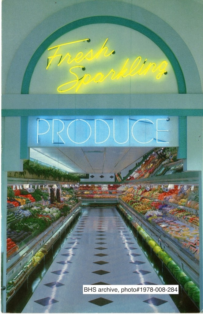 Picture of produce in modern refrigerated open displays