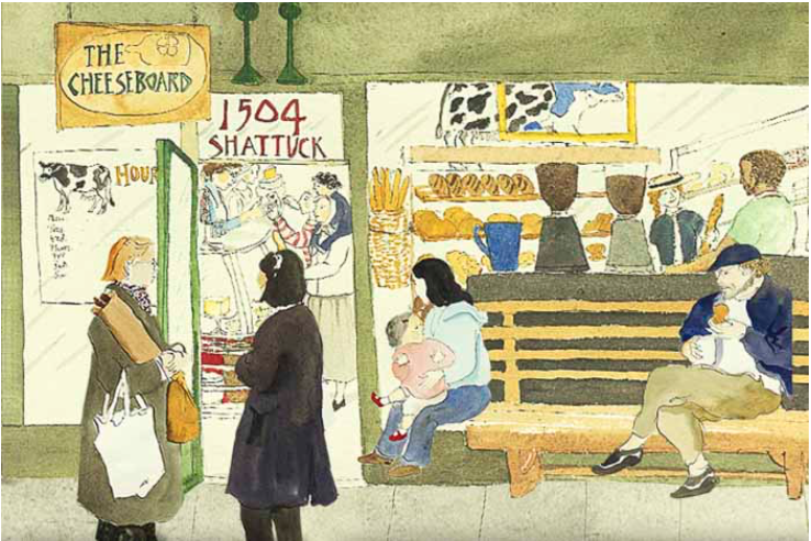 Illustration depicting the front of The Cheeseboard