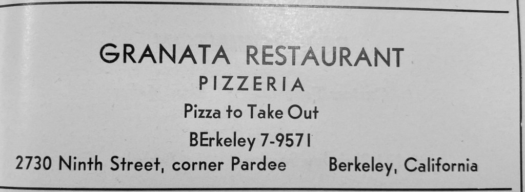 Ad for Granata Restaurant Pizzeria