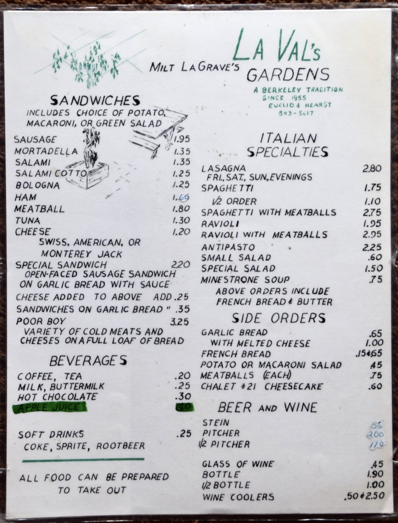 La Val's menu