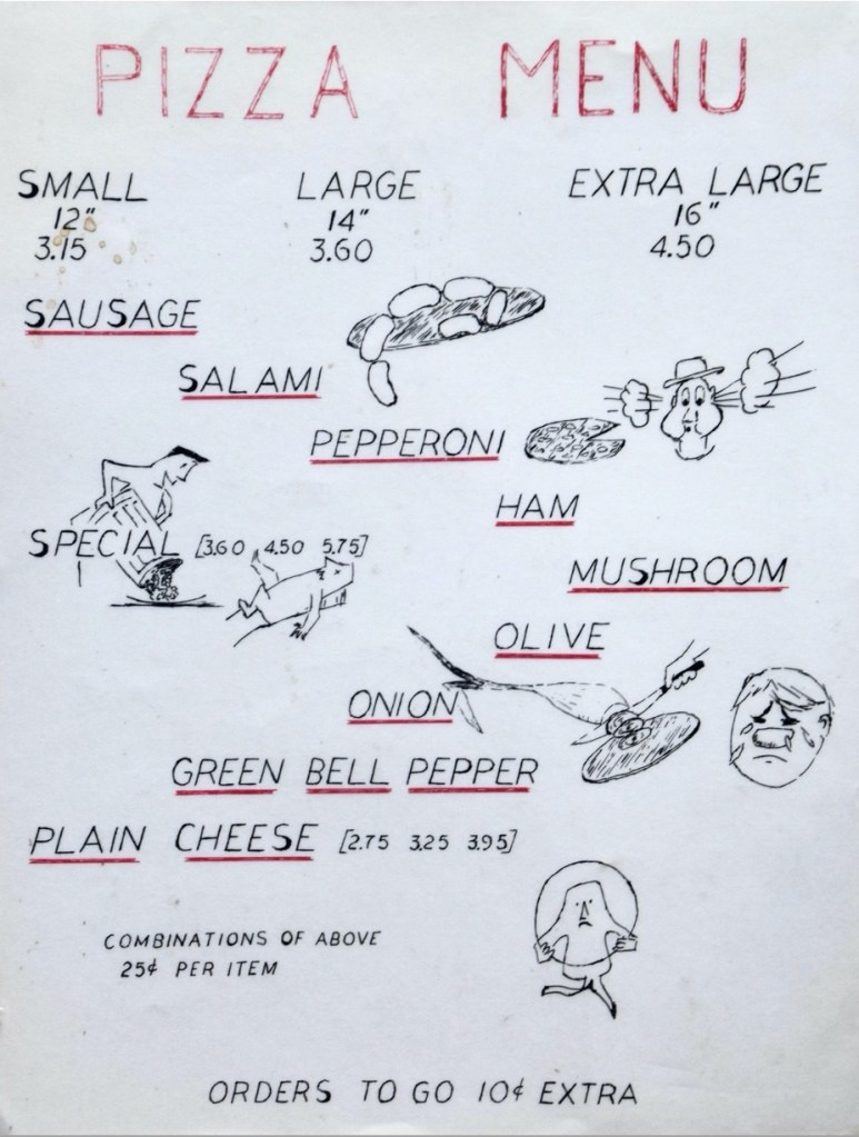 Picture of a pizza menu