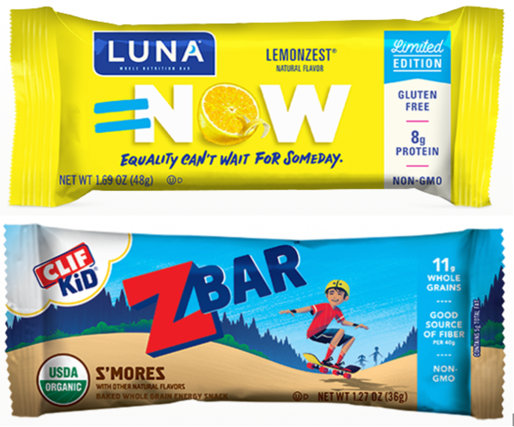 Pictures of  LUNA bars for women introduced in 1999 and Zbars for kids in introduced in 2004