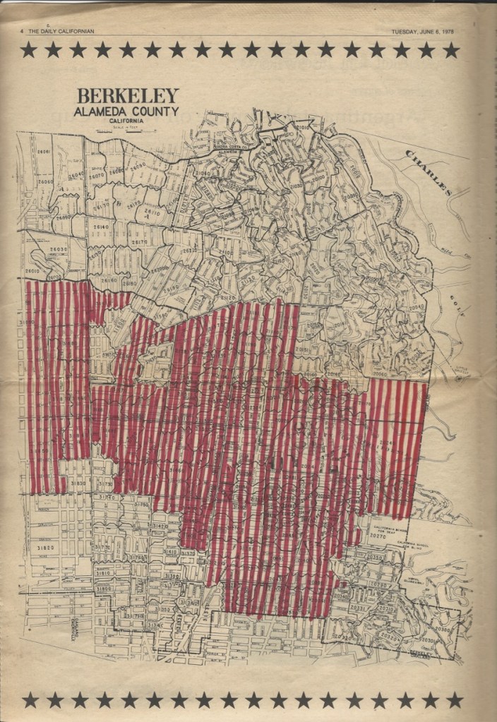 Berkeley Map marked to show precincts carried by Gus Newport 