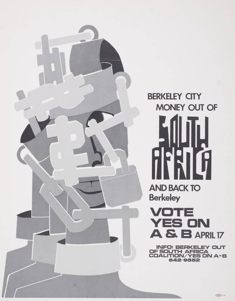 Flyer promoting Divestment from South Africa ballot measures